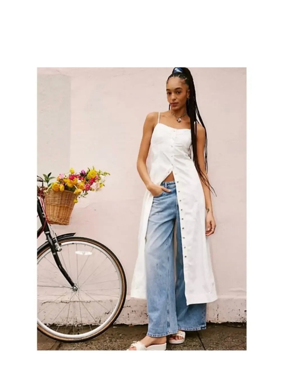 Free People Cream Smocked Midi Dress - Picture 6 of 6